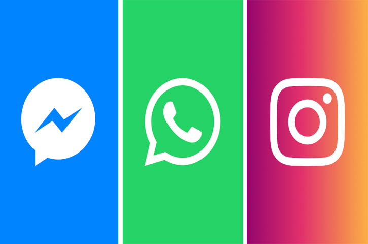 Messenger, Whatsapp, Instagram